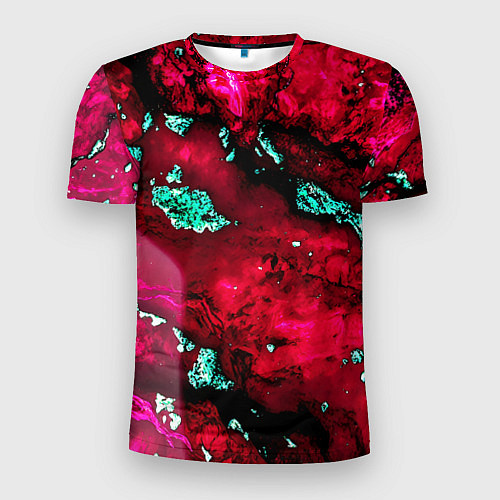 Мужская спорт-футболка Абстракция красно-голубая / 3D-принт – фото 1
