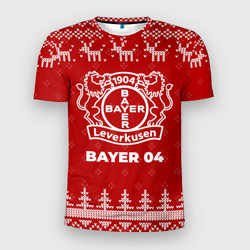 Мужская спорт-футболка Новогодний Bayer 04 с оленями / 3D-принт – фото 1