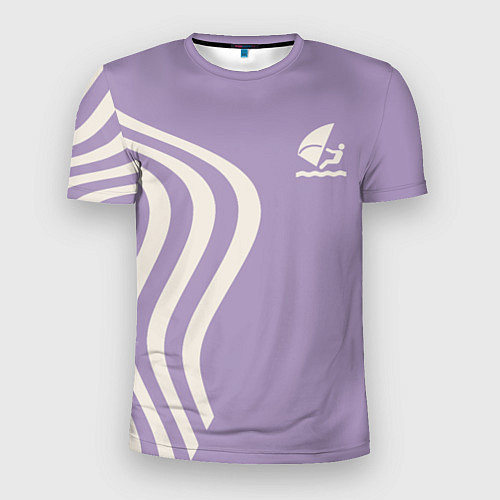 Мужская спорт-футболка Парусник и волны на сиреневом / 3D-принт – фото 1