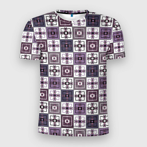 Мужская спорт-футболка Серый сиреневый геометрический узор пэчворк / 3D-принт – фото 1