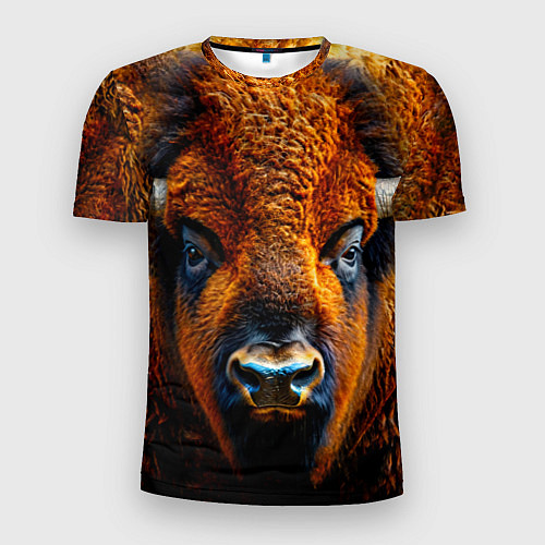 Мужская спорт-футболка Голова бизона / 3D-принт – фото 1