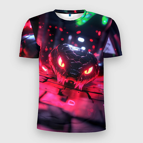 Мужская спорт-футболка Хищная змея киберпанк / 3D-принт – фото 1