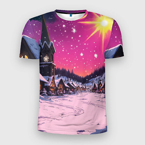 Мужская спорт-футболка Закат рождества / 3D-принт – фото 1