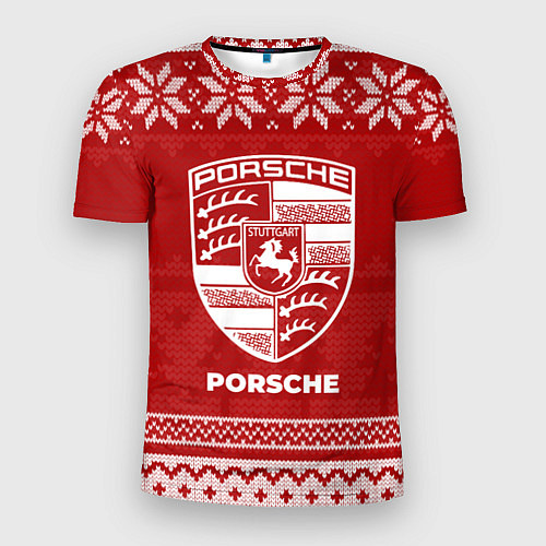 Мужская спорт-футболка Новогодний Porsche / 3D-принт – фото 1