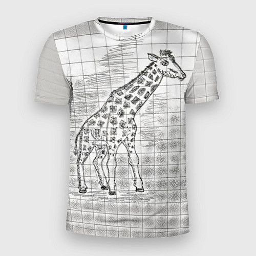 Мужская спорт-футболка Жираф на тетрадном листе / 3D-принт – фото 1