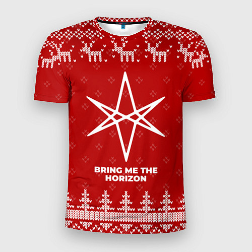 Мужская спорт-футболка Новогодний Bring Me the Horizon с оленями / 3D-принт – фото 1