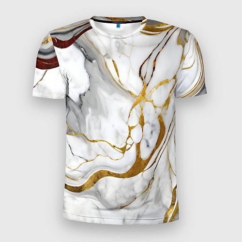 Мужская спорт-футболка Жёлто-белый мрамор / 3D-принт – фото 1