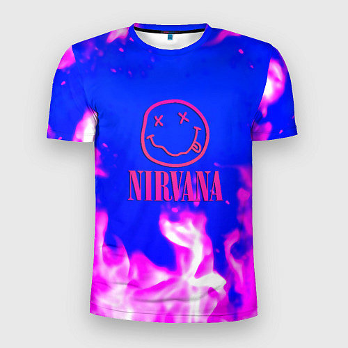 Мужская спорт-футболка Nirvana neon flame / 3D-принт – фото 1