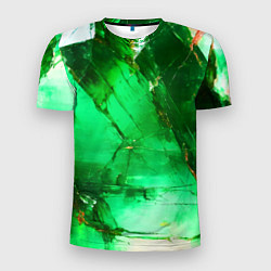 Мужская спорт-футболка Зелёное треснувшее стекло