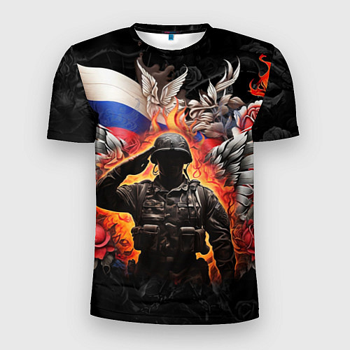 Мужская спорт-футболка Защитник отечества с ангельскими крыльями / 3D-принт – фото 1