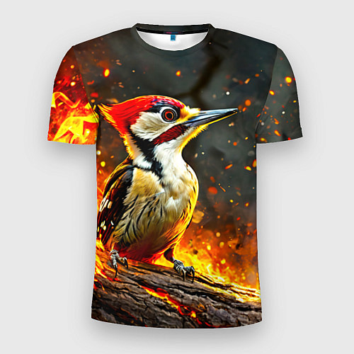 Мужская спорт-футболка Дятел в огне / 3D-принт – фото 1