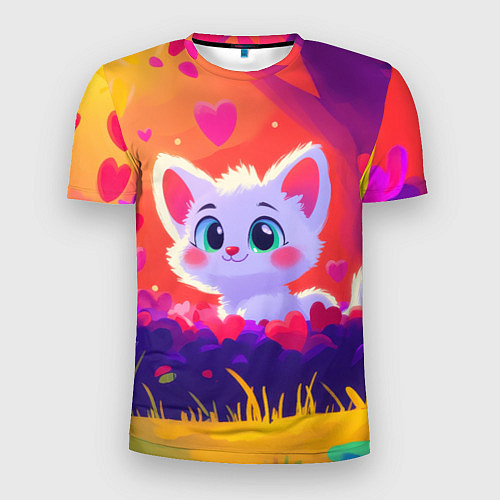 Мужская спорт-футболка Влюбленный милый песец / 3D-принт – фото 1