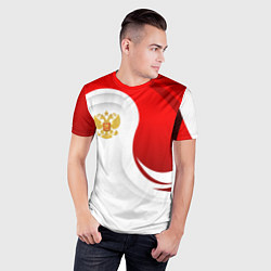 Футболка спортивная мужская Россия - красный и белый, цвет: 3D-принт — фото 2