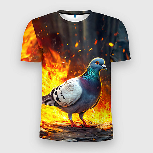 Мужская спорт-футболка Голубь в огне / 3D-принт – фото 1