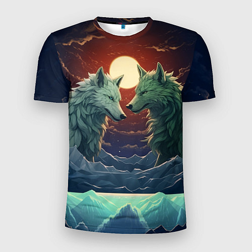 Мужская спорт-футболка Волк и волчица / 3D-принт – фото 1