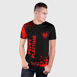 Футболка спортивная мужская Poppy Playtime - red gradient вертикально, цвет: 3D-принт — фото 2