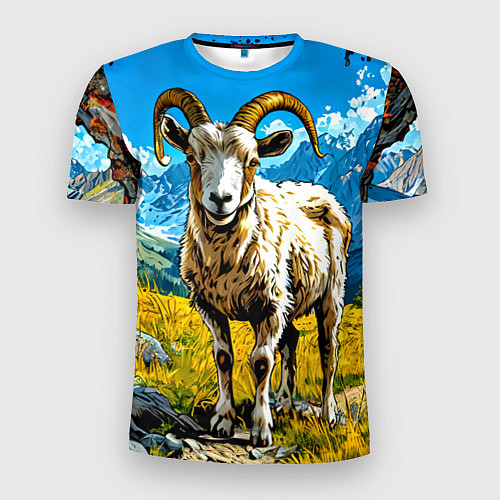 Мужская спорт-футболка Горный козел / 3D-принт – фото 1