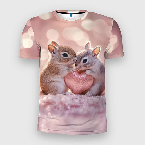 Мужская спорт-футболка Влюбленные белочки с сердечком / 3D-принт – фото 1