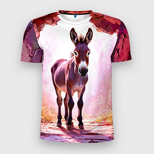 Мужская спорт-футболка Осел в розовом свете / 3D-принт – фото 1