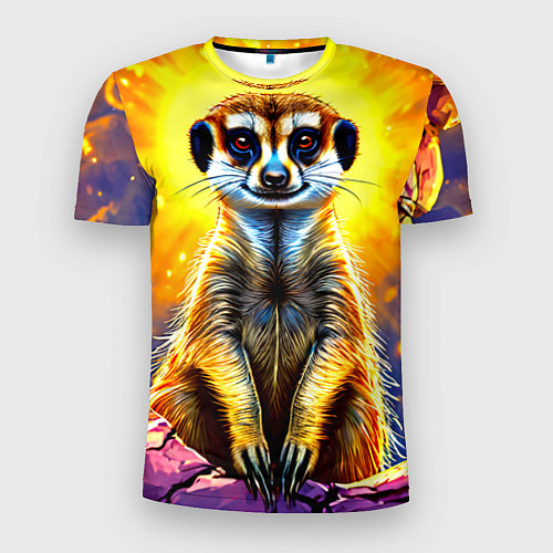 Мужская спорт-футболка Сурикат в яркиз лучах солнца / 3D-принт – фото 1