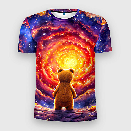 Мужская спорт-футболка Медвежонок смотрит в космос / 3D-принт – фото 1