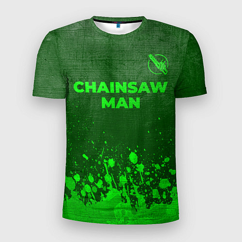 Мужская спорт-футболка Chainsaw Man - green gradient посередине / 3D-принт – фото 1