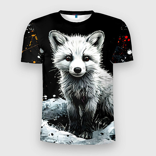 Мужская спорт-футболка Песец на черном / 3D-принт – фото 1