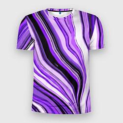 Футболка спортивная мужская Волнистые вертикальные чёрно-фиолетовые полосы, цвет: 3D-принт