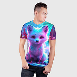 Футболка спортивная мужская Песец в неоновом свете, цвет: 3D-принт — фото 2