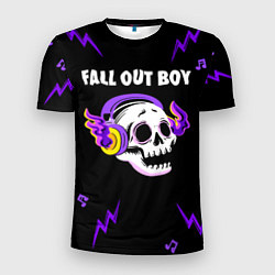 Мужская спорт-футболка Fall Out Boy неоновый череп