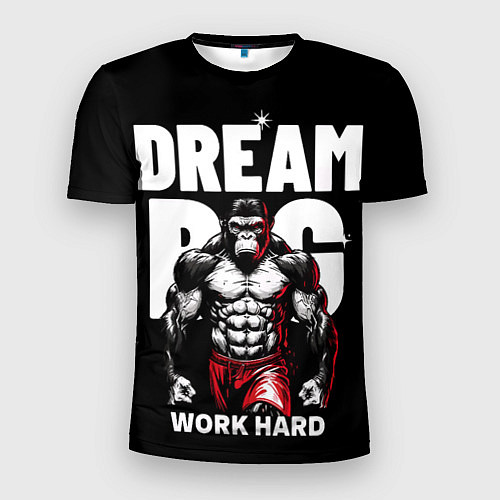 Мужская спорт-футболка Dream big - work hard monkey / 3D-принт – фото 1