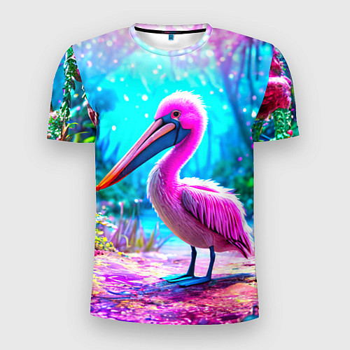 Мужская спорт-футболка Пеликан в сказачном лесу / 3D-принт – фото 1