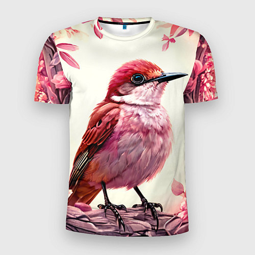 Мужская спорт-футболка Кукушка в розовых цветах / 3D-принт – фото 1