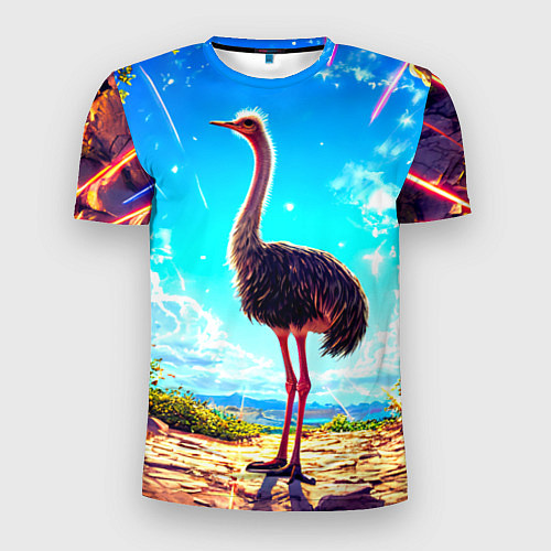 Мужская спорт-футболка Страус в пещере / 3D-принт – фото 1
