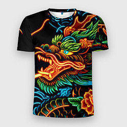 Мужская спорт-футболка Japanese neon dragon - irezumi