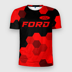 Мужская спорт-футболка Ford - red gradient посередине