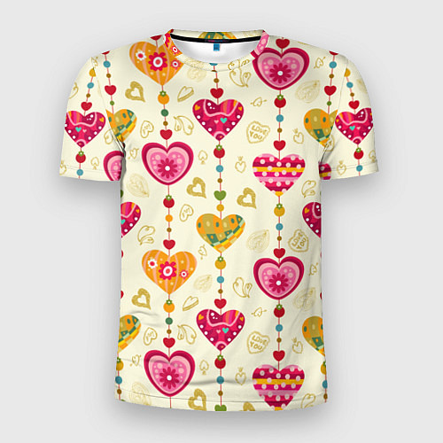 Мужская спорт-футболка Сердечки подборка / 3D-принт – фото 1