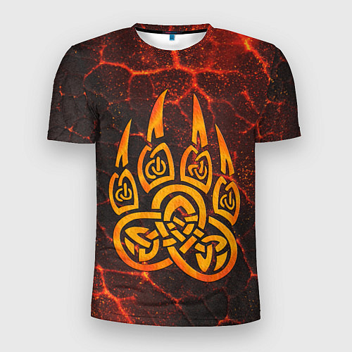 Мужская спорт-футболка Символ волчья лапа в огненной стихии / 3D-принт – фото 1