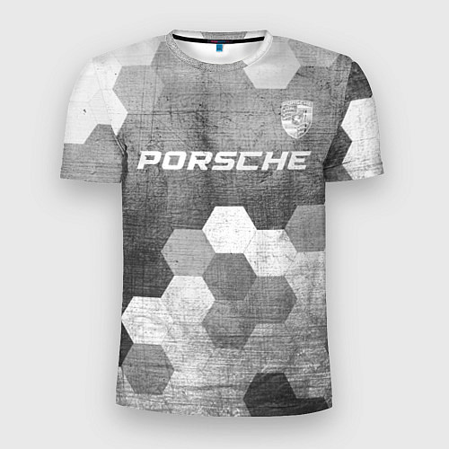 Мужская спорт-футболка Porsche - grey gradient посередине / 3D-принт – фото 1