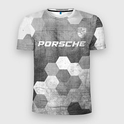 Мужская спорт-футболка Porsche - grey gradient посередине