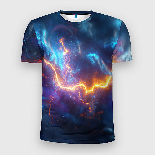 Мужская спорт-футболка Космическая молния текстура / 3D-принт – фото 1