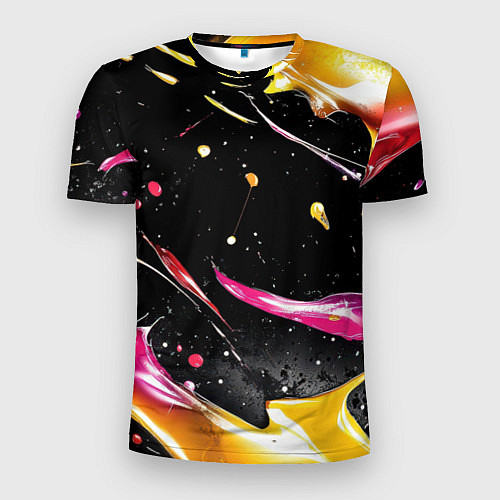 Мужская спорт-футболка Мазки краски на черном / 3D-принт – фото 1