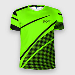 Футболка спортивная мужская Sport ярко-зелёный с чёрным точечный, цвет: 3D-принт