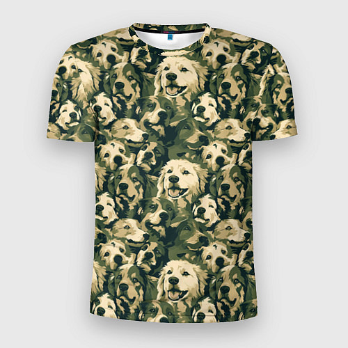 Мужская спорт-футболка Камуфляжные собаки / 3D-принт – фото 1
