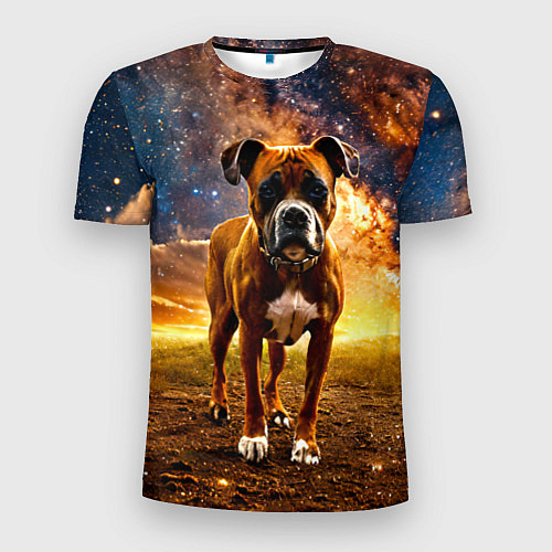 Мужская спорт-футболка Немецкий боксер и звездное небо / 3D-принт – фото 1