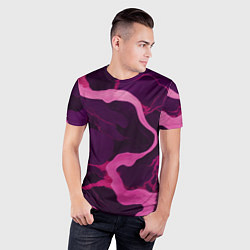 Футболка спортивная мужская Узоры фиолетового и розового цвета, цвет: 3D-принт — фото 2