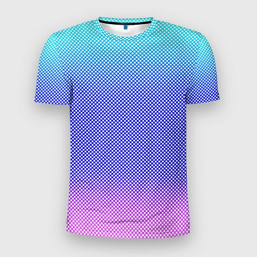 Мужская спорт-футболка Градиент бирюзово-розовый текстура в мелкий гороше / 3D-принт – фото 1