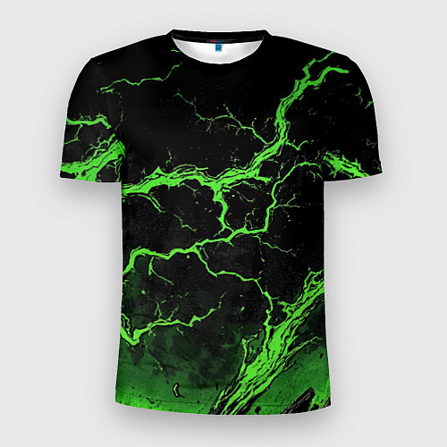 Мужская спорт-футболка Зеленая молния разлома / 3D-принт – фото 1