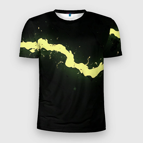 Мужская спорт-футболка Желтая трещина на черном / 3D-принт – фото 1