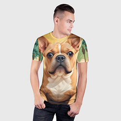 Футболка спортивная мужская Бульдог и пальмы, цвет: 3D-принт — фото 2